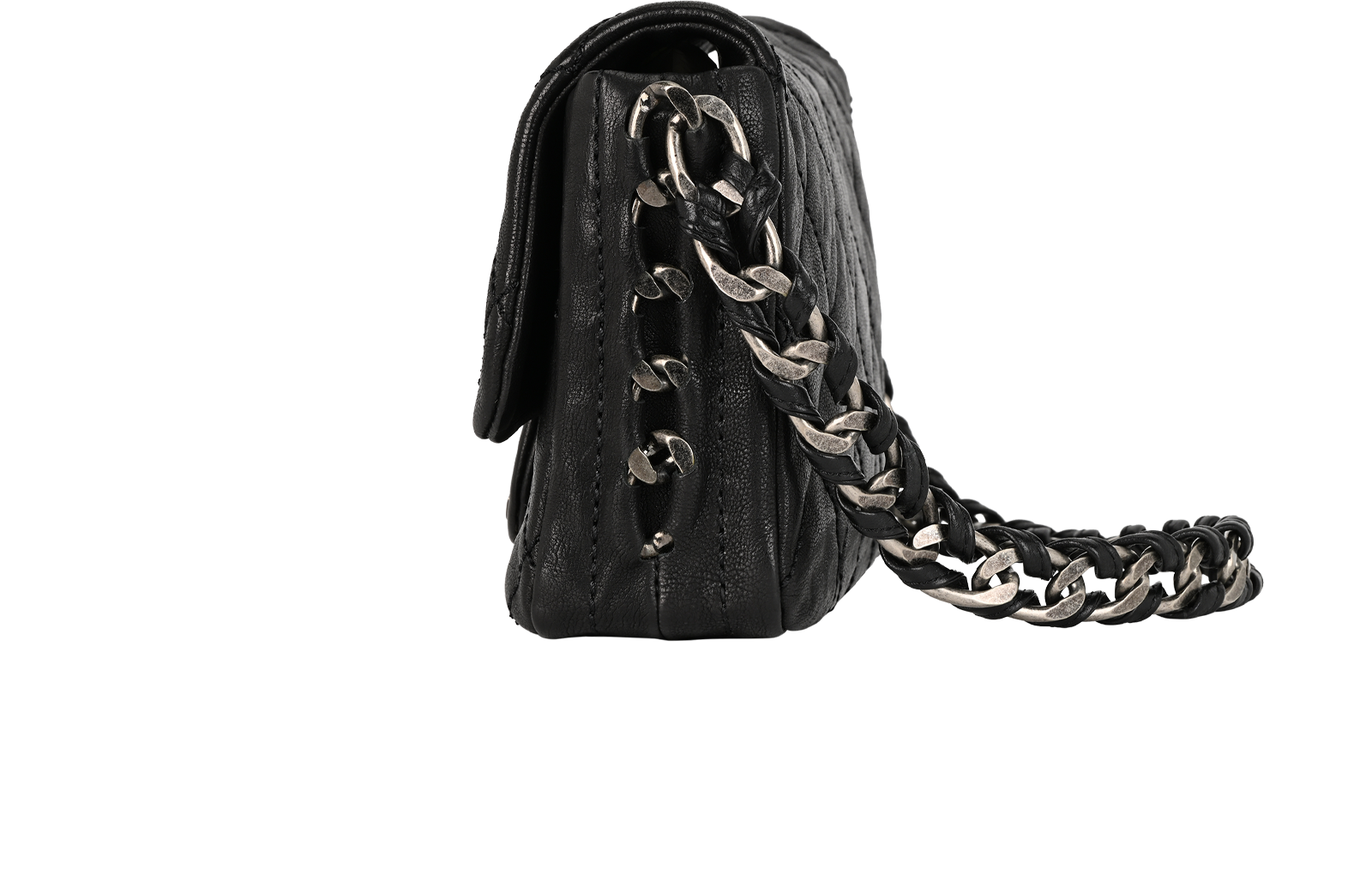 Chain Flap, &pound;1,500, Handbags, Black, Leather, Bottom view